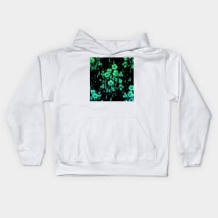 Neon Green Glowing Flowers Kids Hoodie